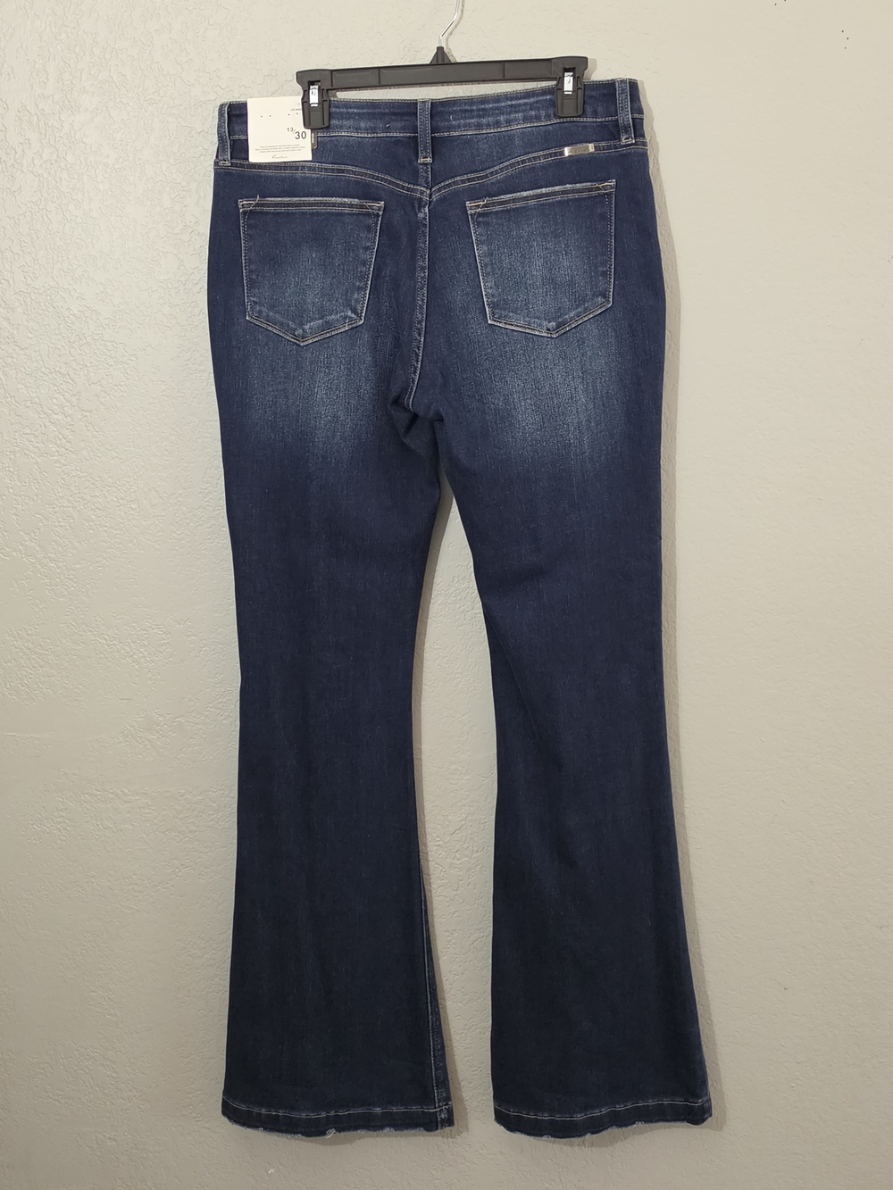 KanCan Kennedy Dark Wash Distressed Flare Jeans Mid Rise Stretchy Womens 13/30 - Picture 9 of 12
